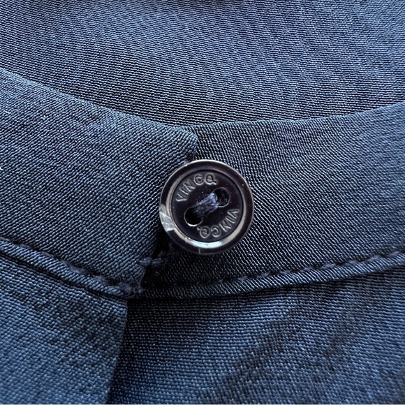 VINCE Tunic Blouse Womens Medium Navy Blue Black 100% Silk Colorblock Sleeveless - Picture 10 of 12